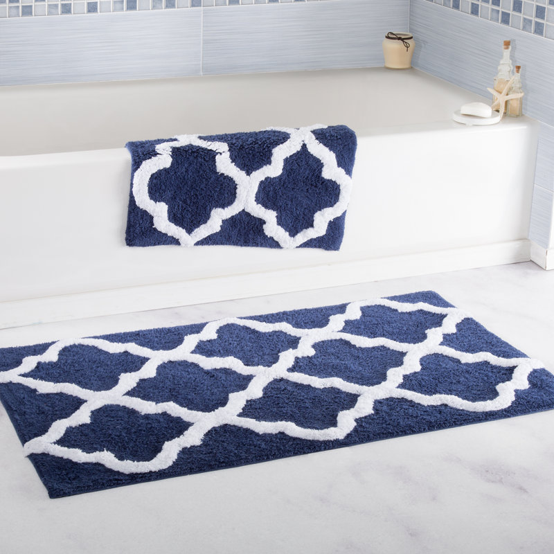 PLYH Rectangular 100 Cotton NonSlip Geometric Bath Rug Set & Reviews